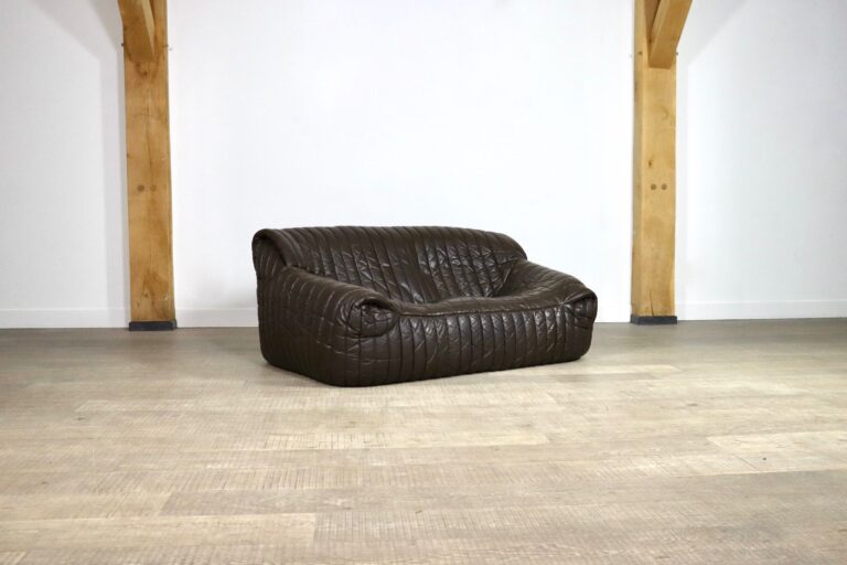 Original Cinna Sandra sofa in brown leather by Annie Hieronimus, 1970s
