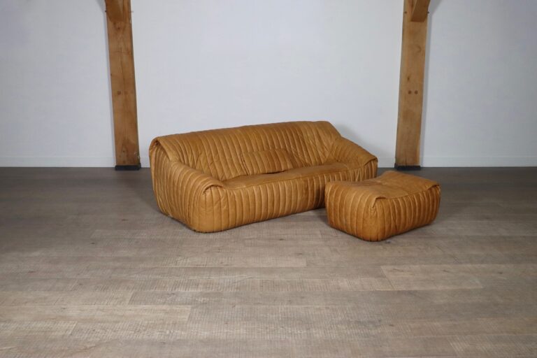 Cinna Sandra three seater sofa with ottoman by Annie Hieronimus, France 1970s