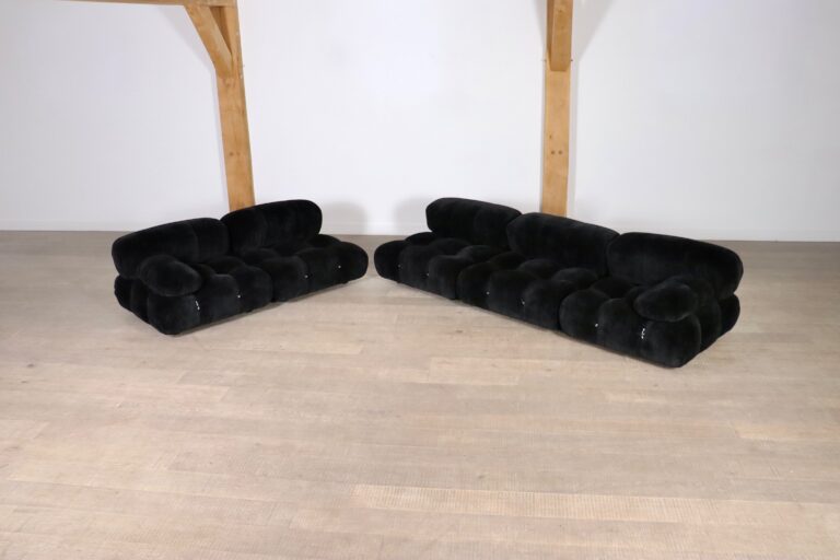 Camaleonda sofa in black velvet by Mario bellini for B&B Italia 1970s