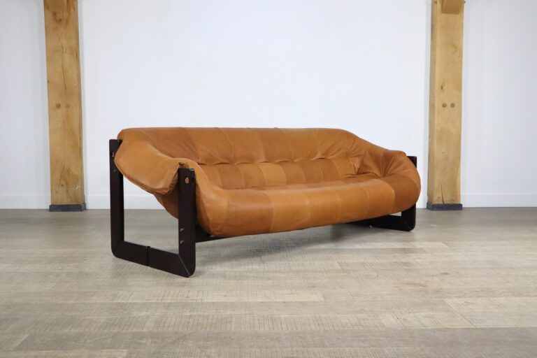 Percival Lafer MP-097 Sofa in cognac leather, 1960s