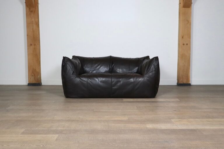 Le Bambole sofa in original dark brown leather by Mario Bellini for B&B Italia, 1970s
