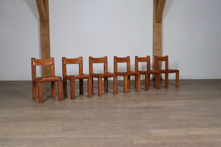 Set of 6 Pierre Chapo S11 Dining Chairs, France, 1960s