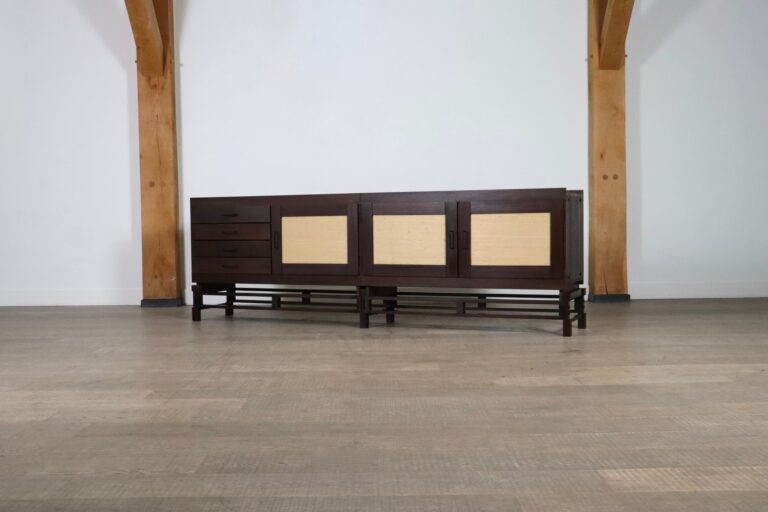 Leonardo Fiori for Isa Bergamo Sideboard in Wengé and Seagrass 1950s