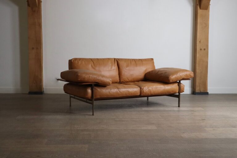 Diesis sofa in tan leather by Antonio Citterio for B&B Italia, 1970s