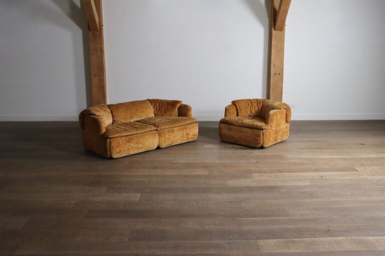 Confidential sofa and lounge chair by Alberto Rosselli for Saporiti, Italy 1970s