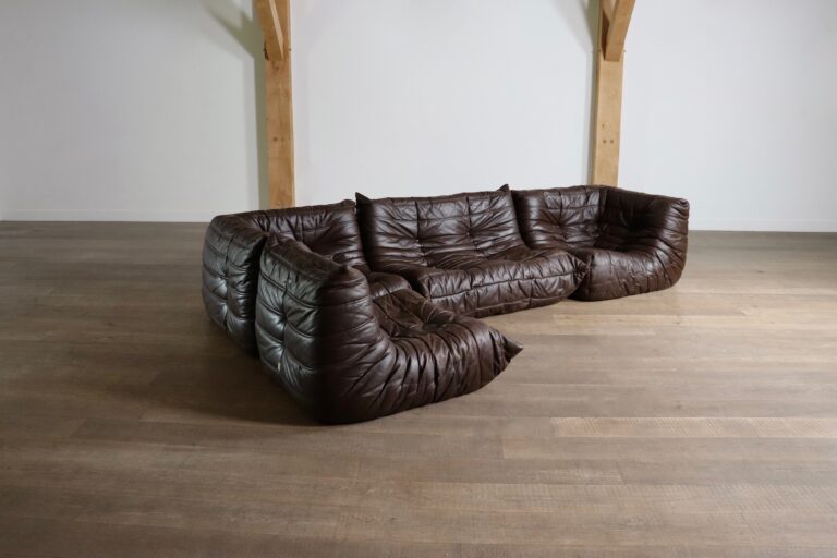 Original Ligne Roset Togo sofa in leather by Michel Ducaroy, 1970s