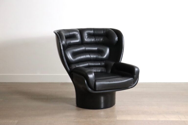 Vintage Elda Lounge Chair in black on black by Joe Colombo for Comfort Italy 1970s