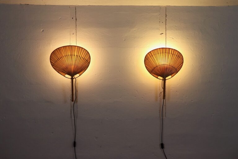 Pair Of Ingo Maurer Uchiwa II Wall Lamps For M-Design, 1973