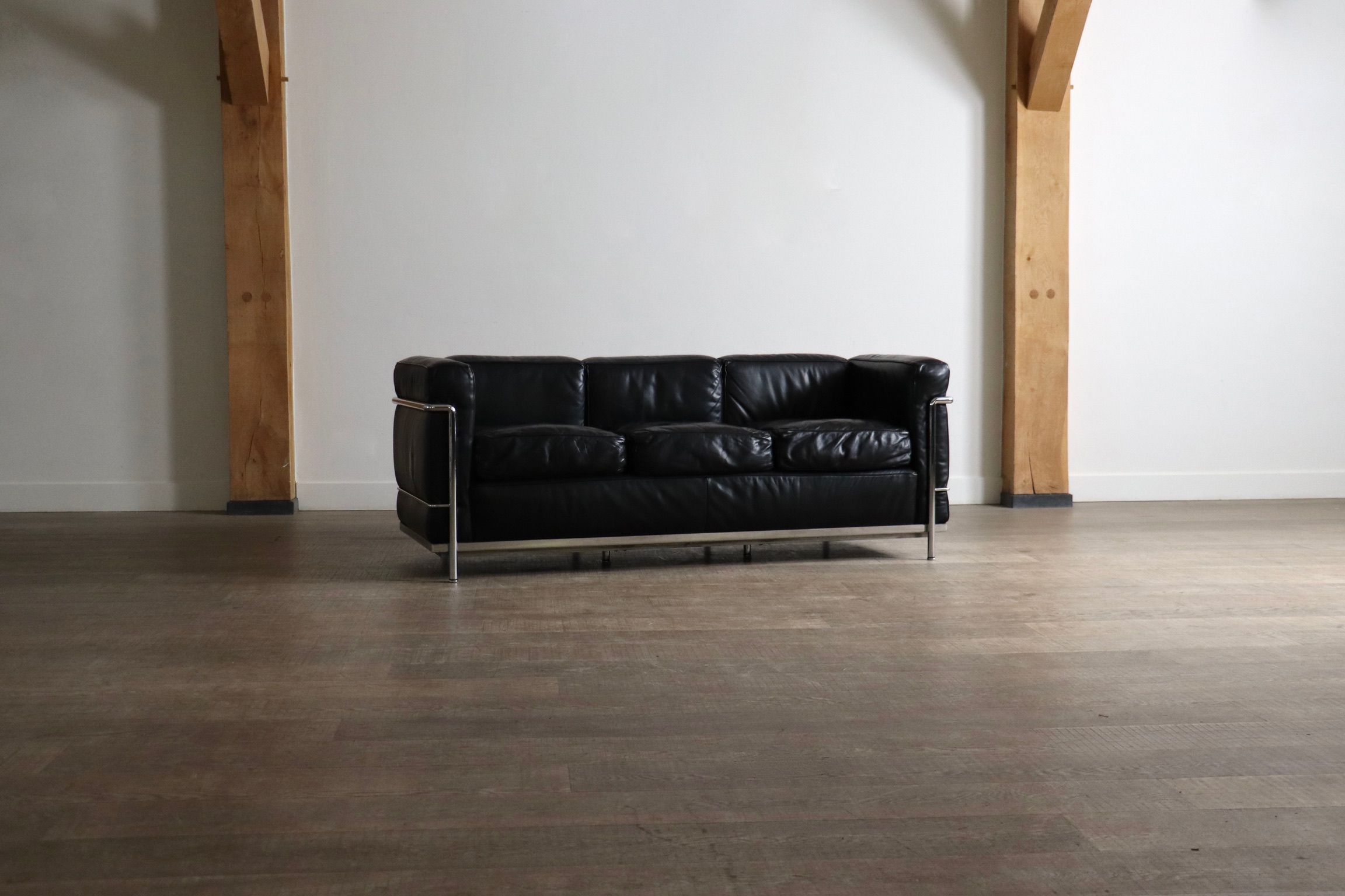 Cassina LC2 three seater sofa by Charlotte Perriand and Le Corbusier