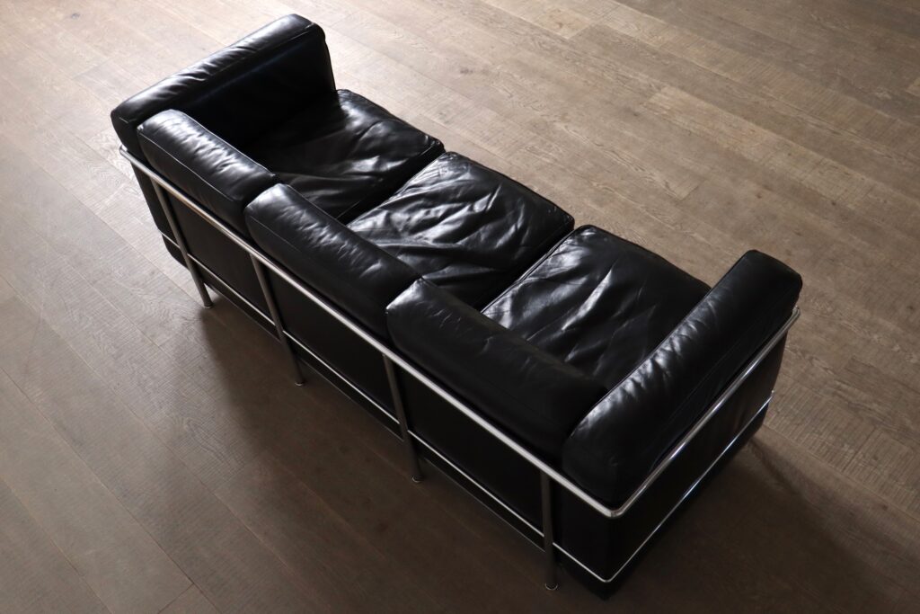 Cassina LC2 three seater sofa by Charlotte Perriand and Le Corbusier