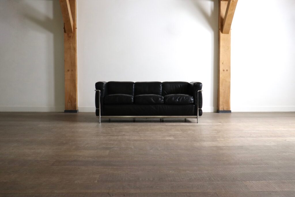Cassina LC2 three seater sofa by Charlotte Perriand and Le Corbusier