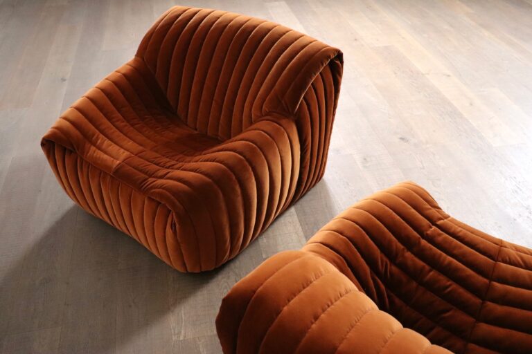 Cinna Sandra lounge chairs in velvet by Annie Hieronimus, 1970s
