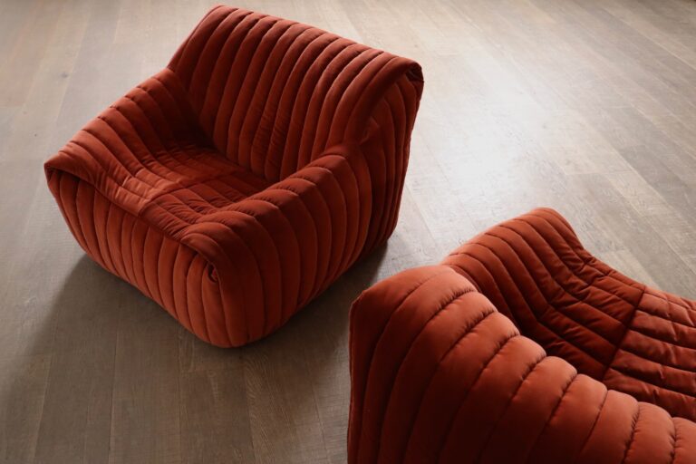 Cinna Sandra lounge chairs in velvet by Annie Hieronimus, 1970s