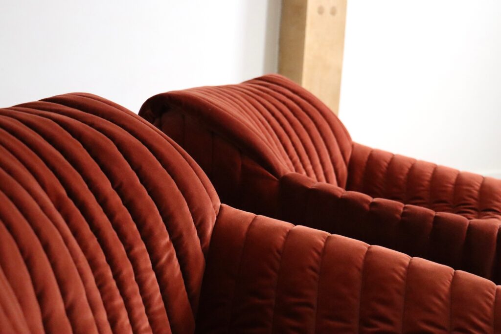 Cinna Sandra lounge chairs in velvet by Annie Hieronimus, 1970s