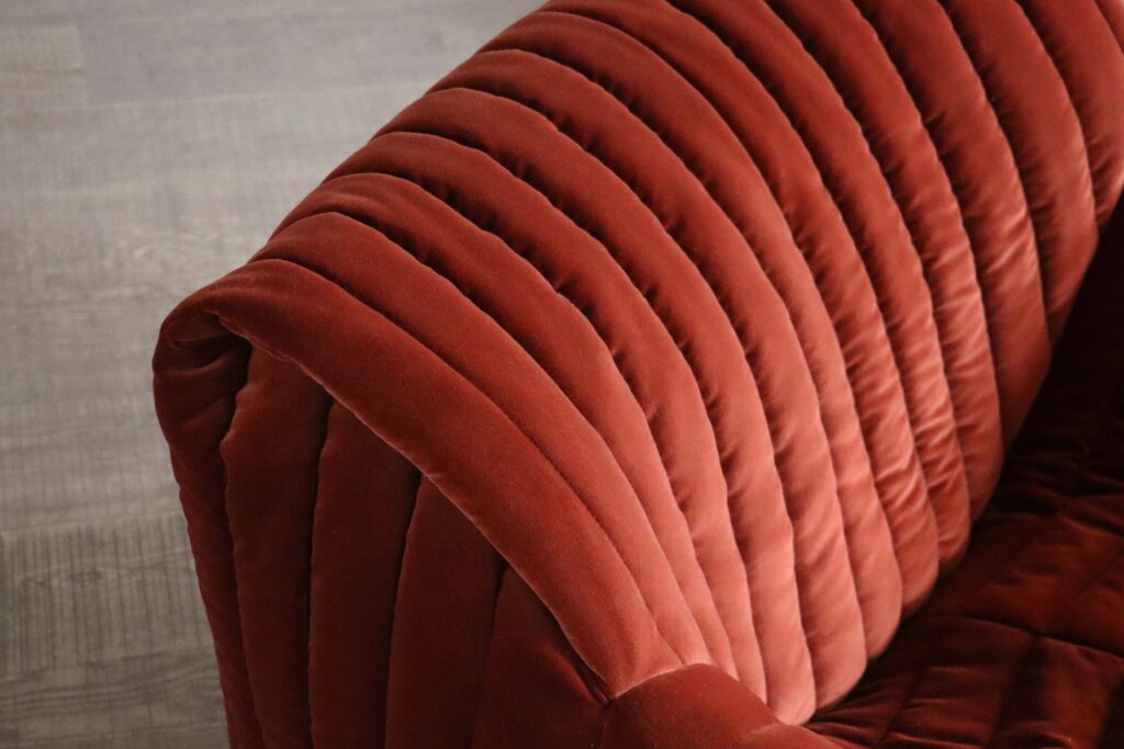 Cinna Sandra lounge chairs in velvet by Annie Hieronimus, 1970s