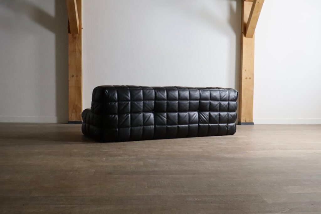 Kashima three seater sofa in cream leather by Michel Ducaroy for Ligne Roset, 1970s