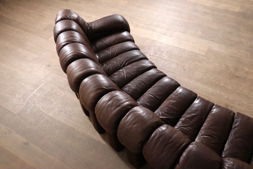 De Sede DS 600 “Non-Stop” sectional brown leather sofa by Heinz Ulrich, Ueli Berger and Eleanora Peduzzi-Riva, 1970s