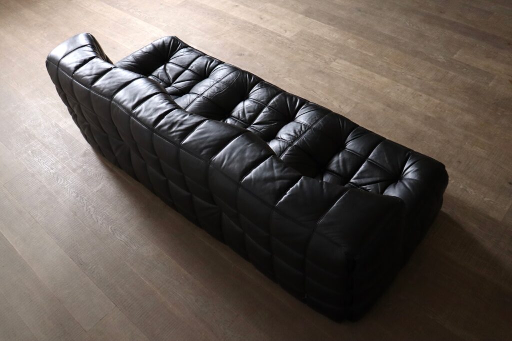 Kashima three seater sofa in cream leather by Michel Ducaroy for Ligne Roset, 1970s