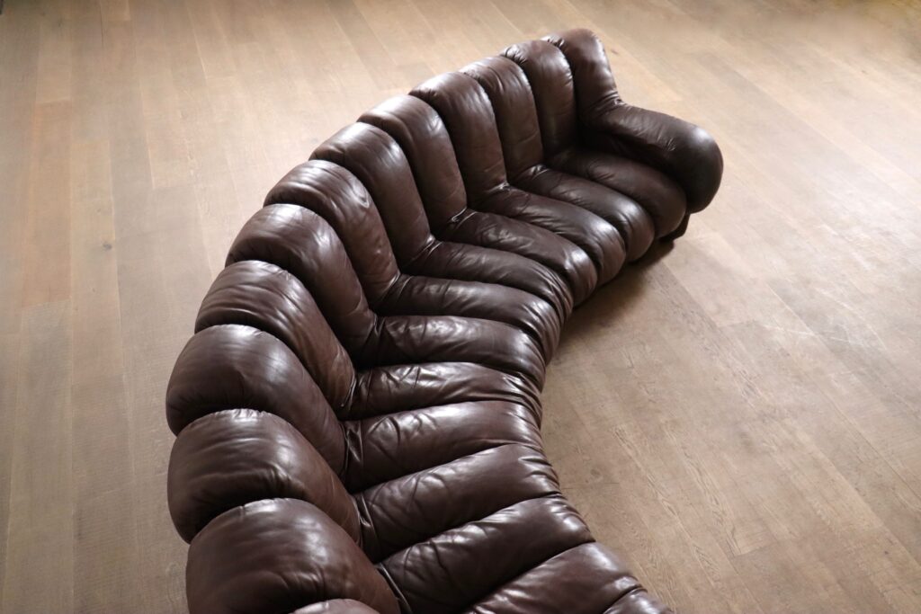 De Sede DS 600 “Non-Stop” sectional brown leather sofa by Heinz Ulrich, Ueli Berger and Eleanora Peduzzi-Riva, 1970s