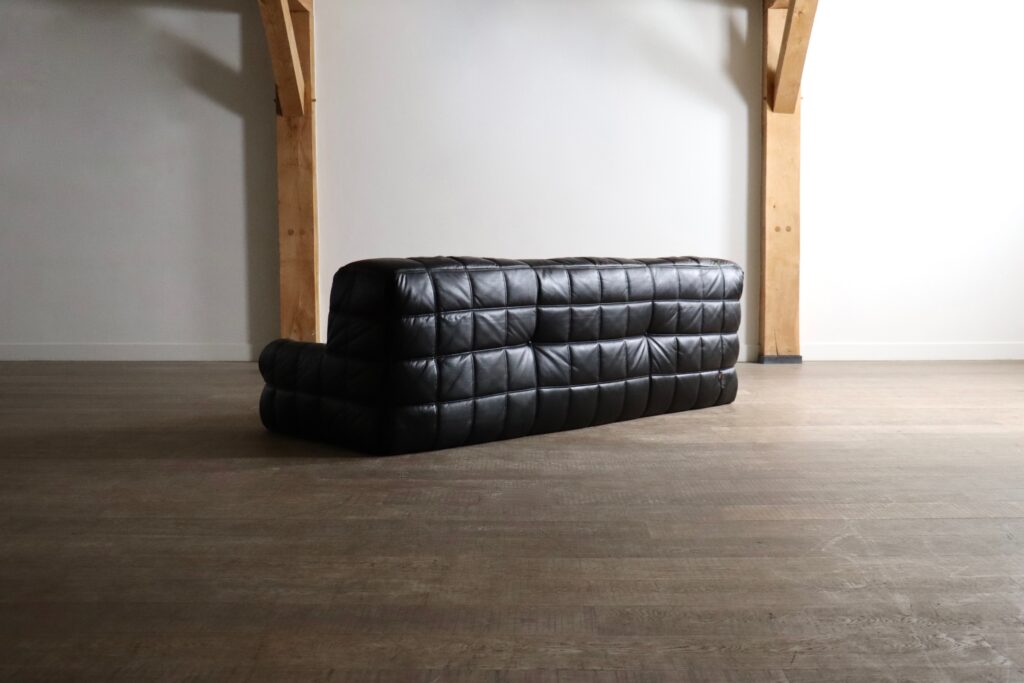 Kashima three seater sofa in cream leather by Michel Ducaroy for Ligne Roset, 1970s