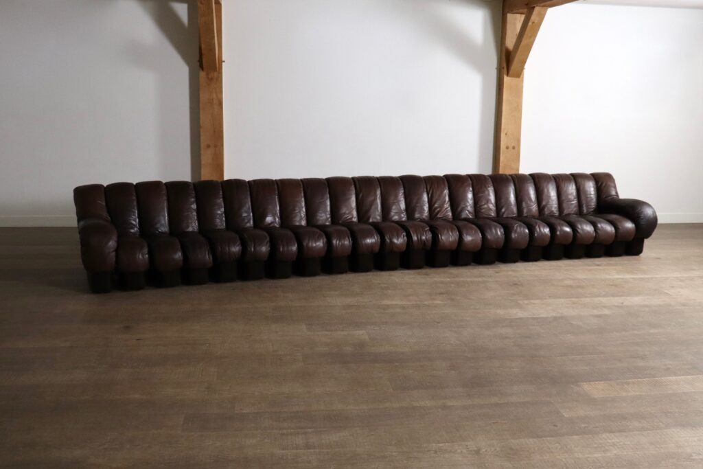 De Sede DS 600 “Non-Stop” sectional brown leather sofa by Heinz Ulrich, Ueli Berger and Eleanora Peduzzi-Riva, 1970s