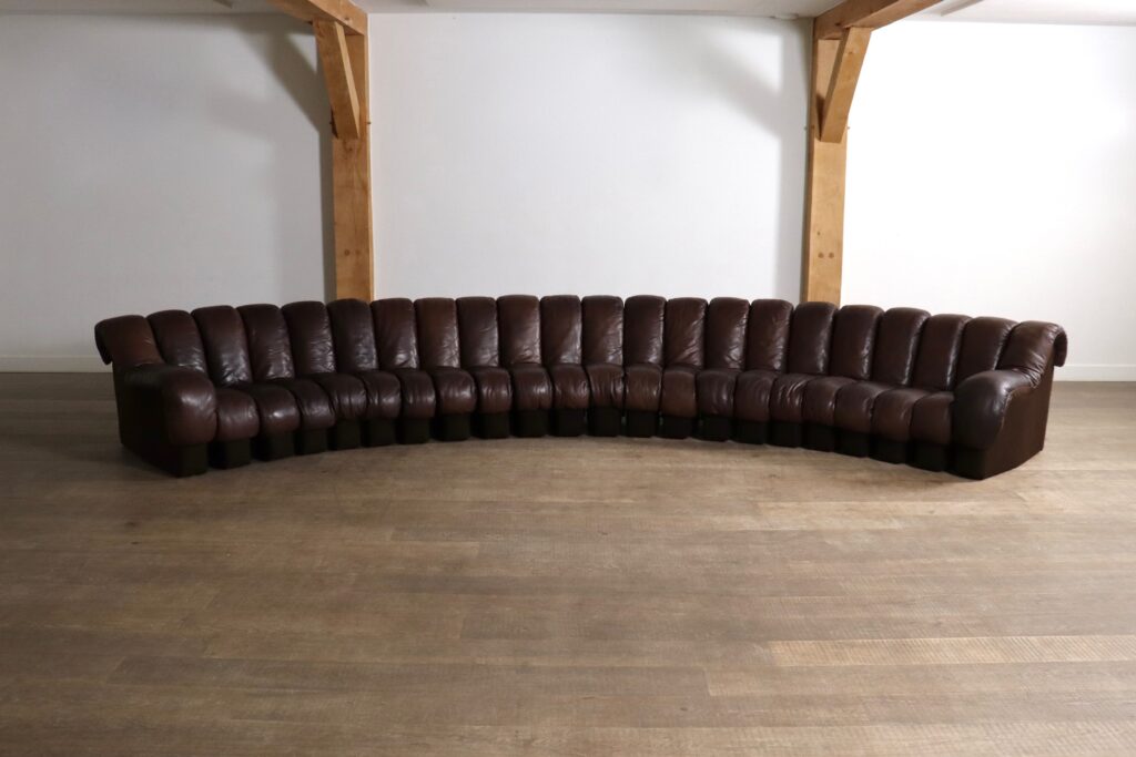 De Sede DS 600 “Non-Stop” sectional brown leather sofa by Heinz Ulrich, Ueli Berger and Eleanora Peduzzi-Riva, 1970s