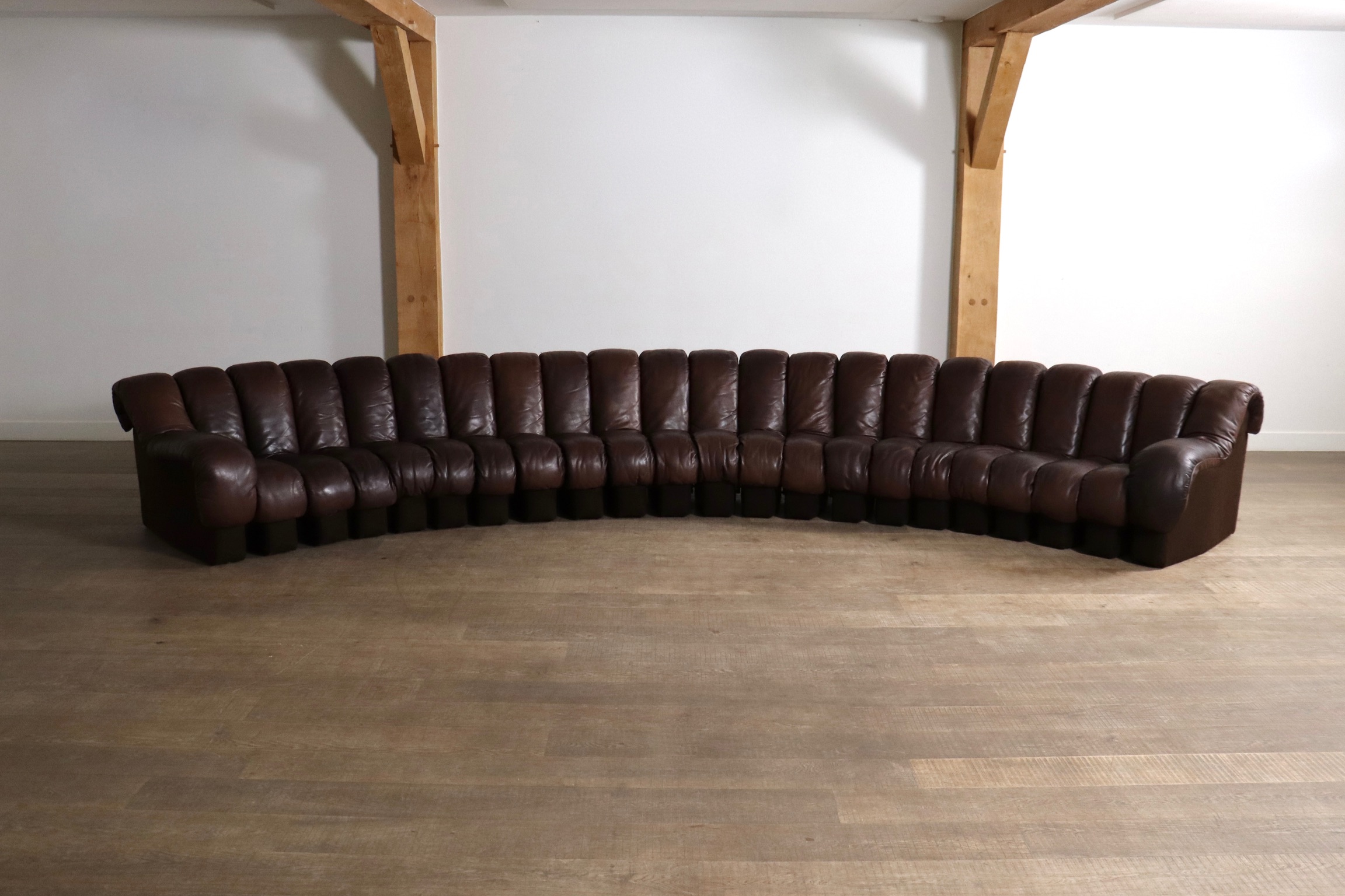 De Sede DS 600 “Non-Stop” sectional brown leather sofa by Heinz Ulrich, Ueli Berger and Eleanora Peduzzi-Riva, 1970s