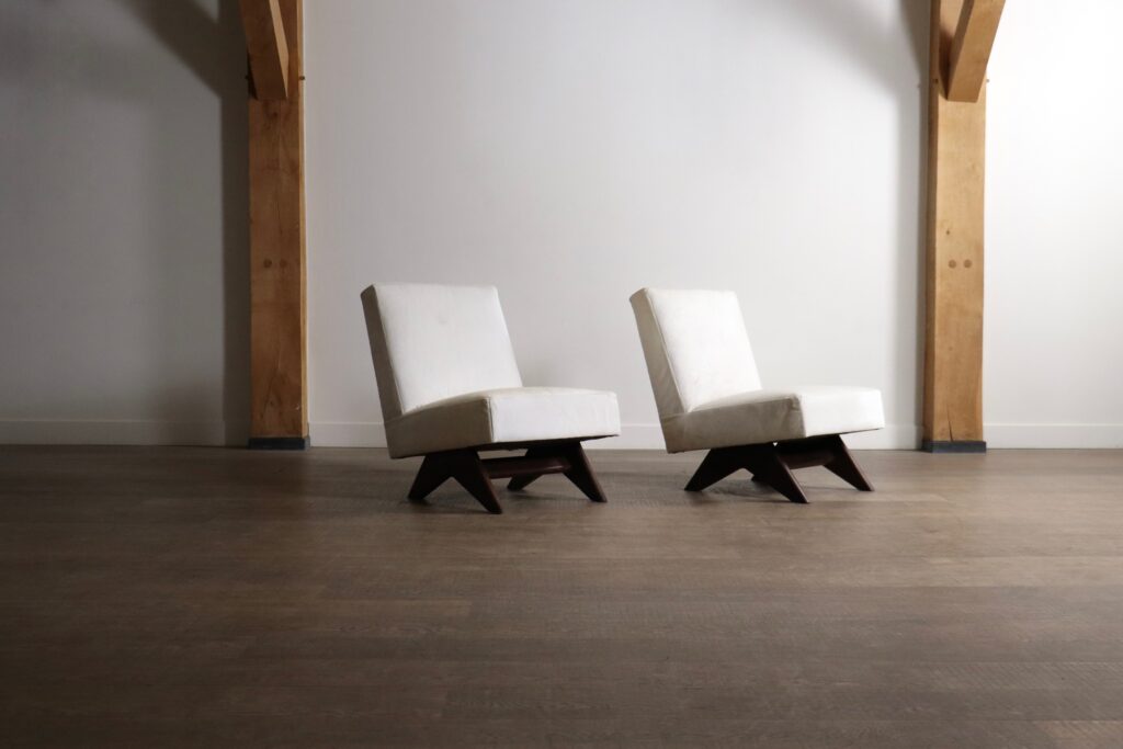 Pair of Pierre Jeanneret Fireside chairs model PJ-SI-36-A, Chandigarh, 1955–1956