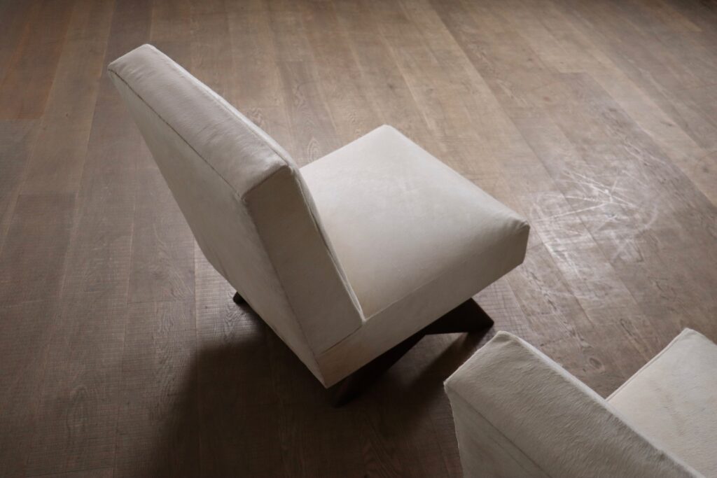 Rare pair of Pierre Jeanneret Fireside chairs made for Chandigarh, India