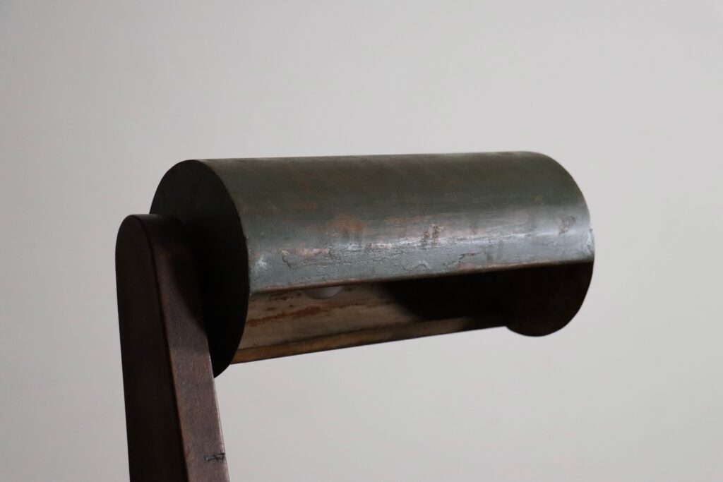 Integrated lamp detail on a Pierre Jeanneret Chandigarh desk