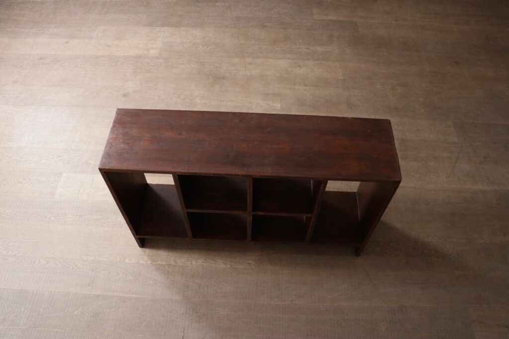 Freestanding six-compartment bookcase by Pierre Jeanneret