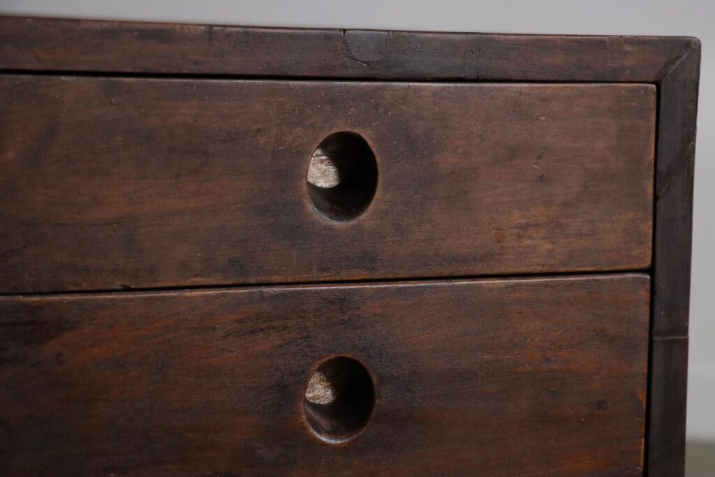 Pierre Jeanneret office desk with two drawers and open storage compartment