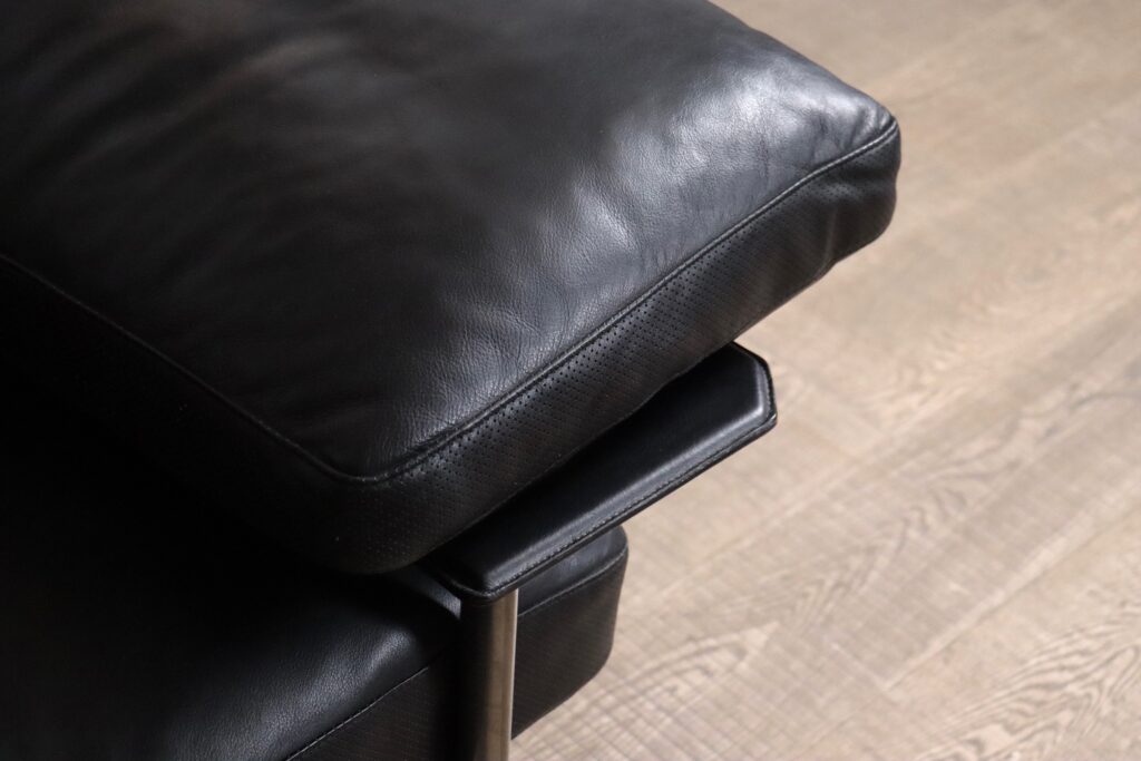 Upholstered seat and back cushions of a vintage Diesis sofa